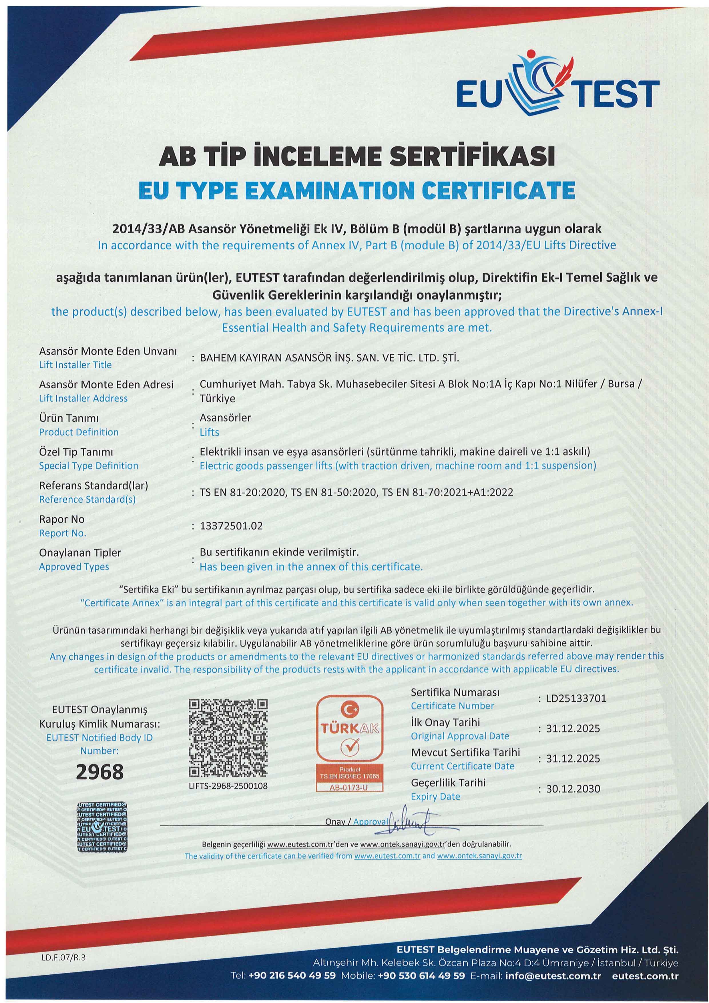 AB Tip İnceleme Sertifikası